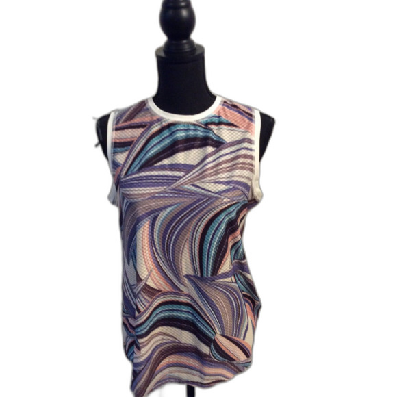 Sofibella Large L Air Flow Tennis Sleeveless Womens Top Print - Picture 1 of 3